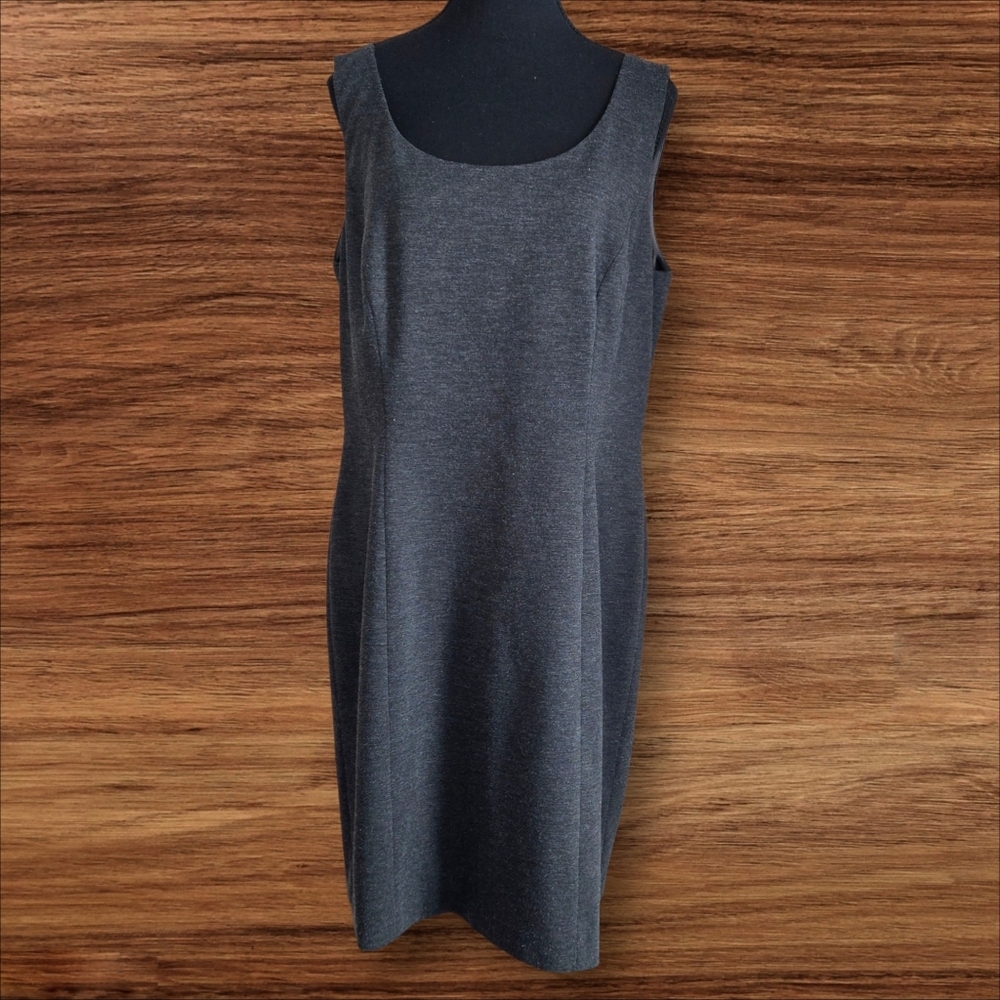 Tahari Charcoal Sleeveless Mini Sheath Dress Size 12